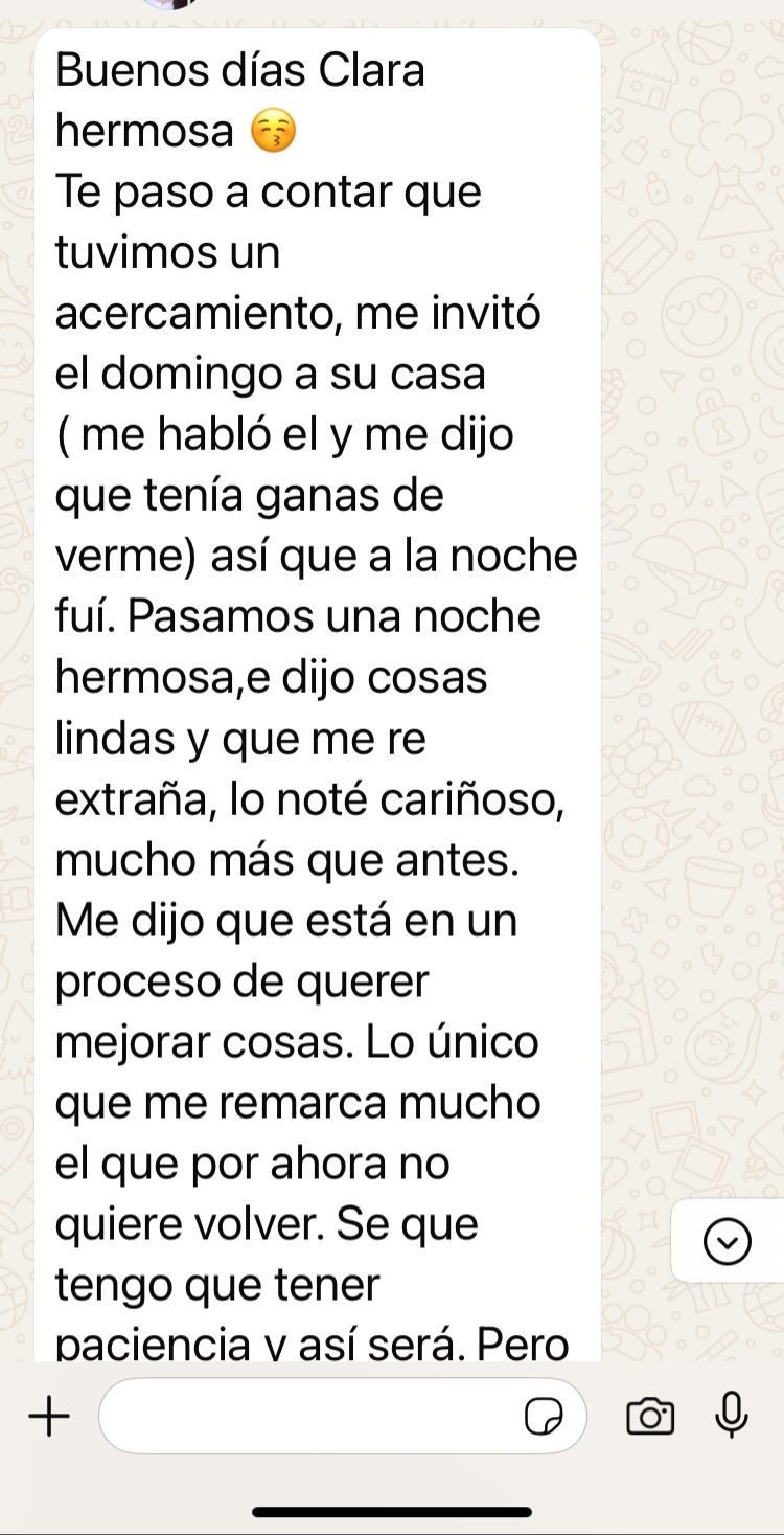 Captura de una conversación real por WhatsApp con un testimonio