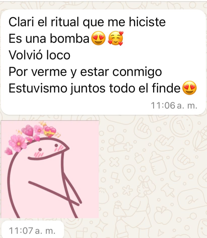 Captura de una conversación real por WhatsApp con un testimonio
