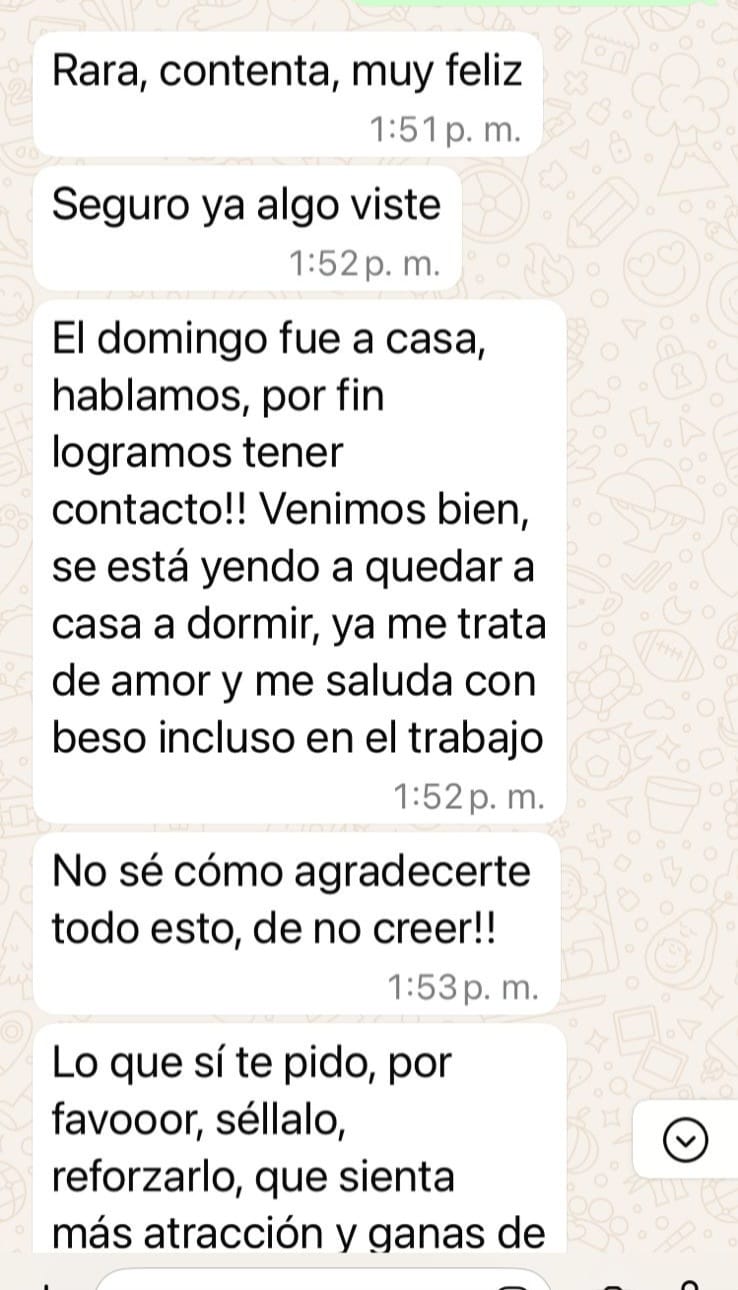 Captura de una conversación real por WhatsApp con un testimonio