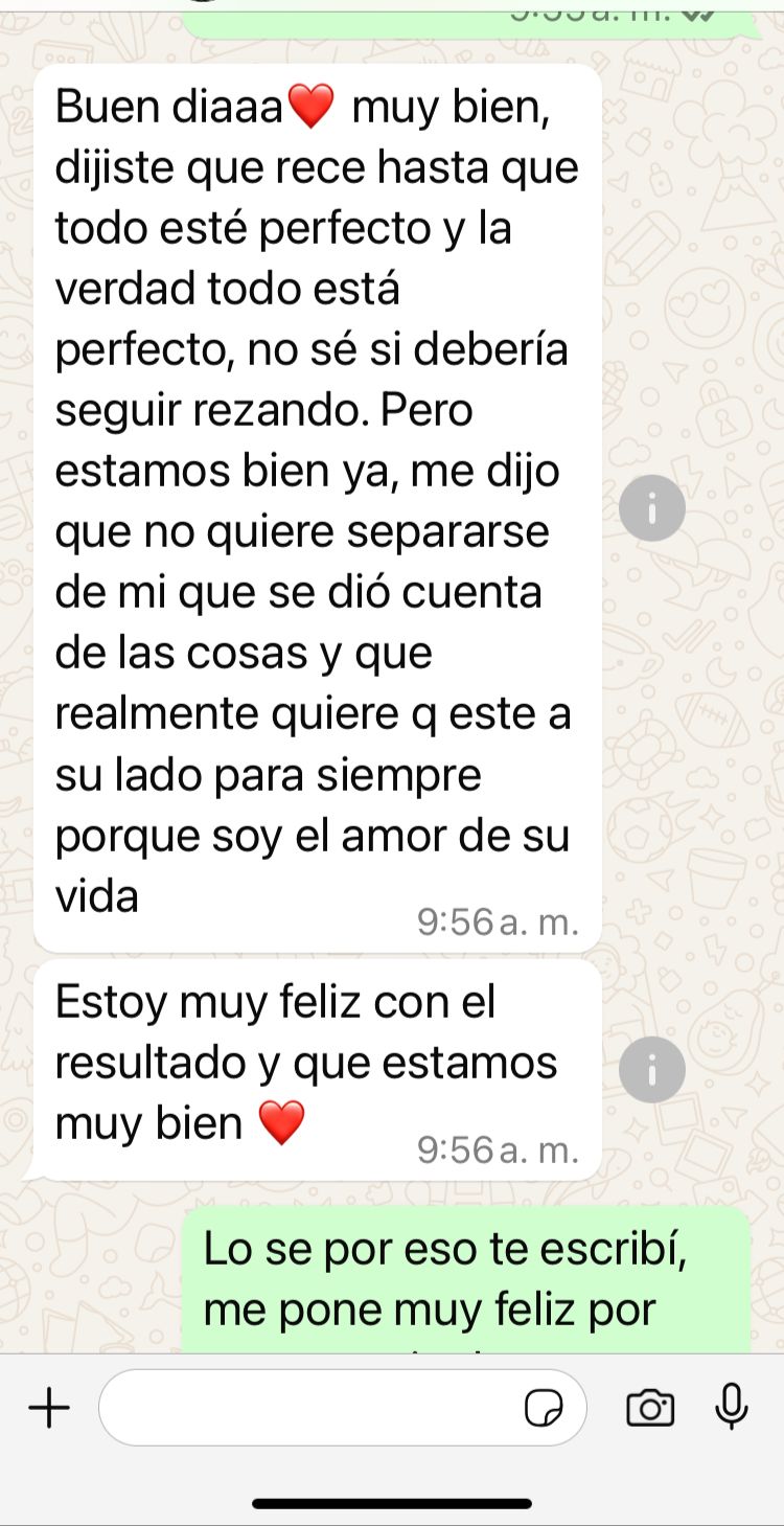 Captura de una conversación real por WhatsApp con un testimonio