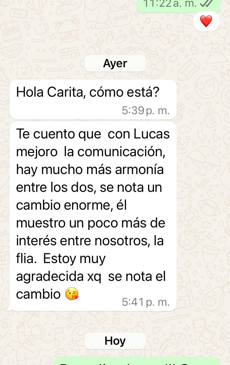Captura de una conversación real por WhatsApp con un testimonio