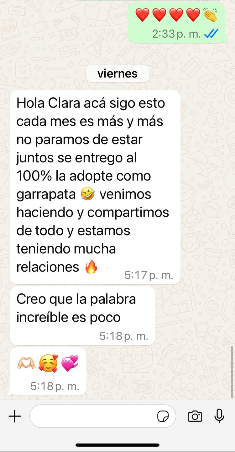 Captura de una conversación real por WhatsApp con un testimonio